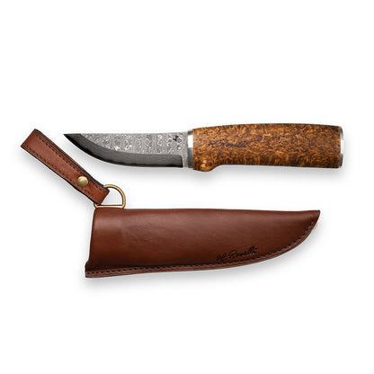 Roselli handmade Damascus Hunting knife with handmade leather sheath, comes with a exclusive giftbox 